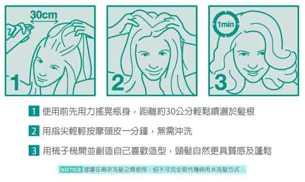乾洗髮使用說明 粉